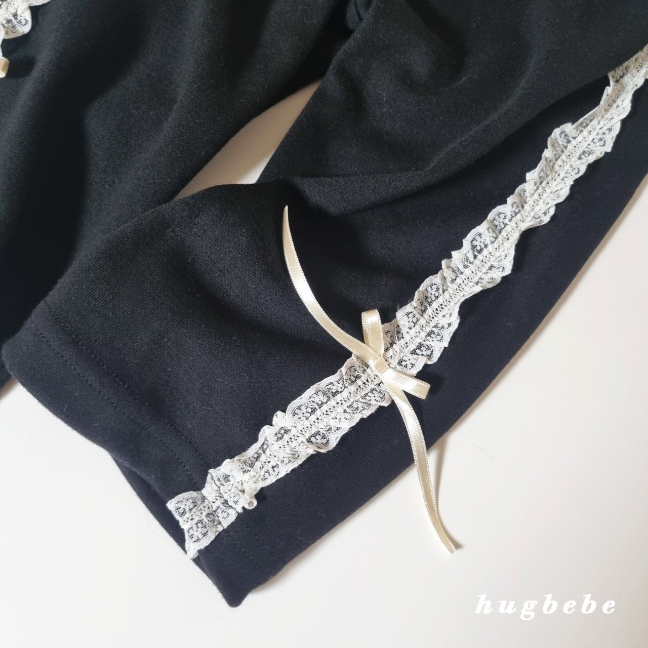 Lace frill ribbon pants