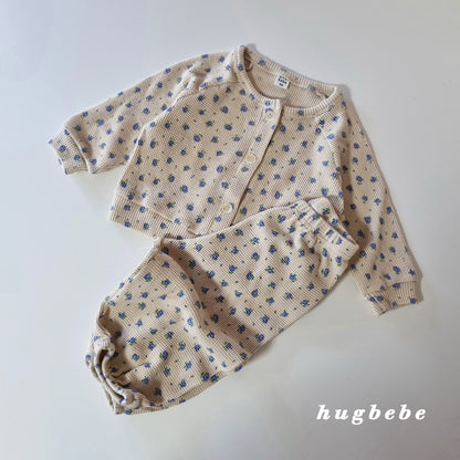 Flower waffle cardigan