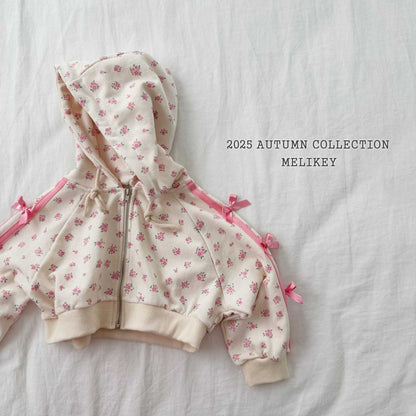 Floral ribbon hooded zipip