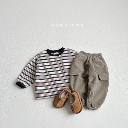 Fleece-lined multi-striped sweatshirt