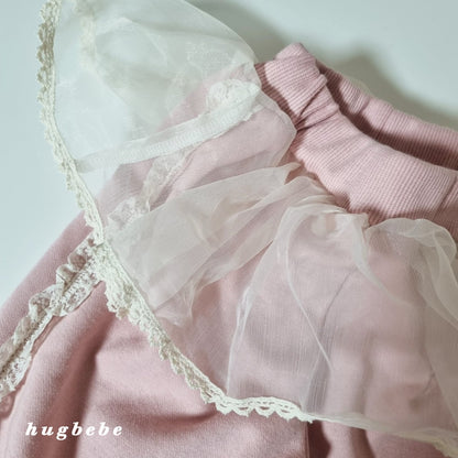 Lace frill ribbon pants