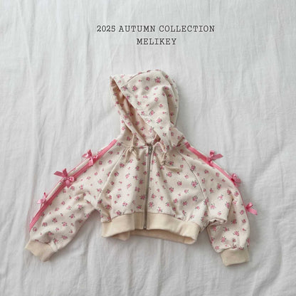 Floral ribbon hooded zipip