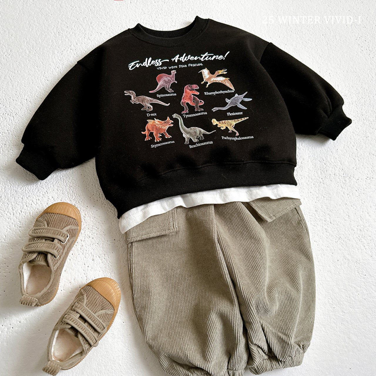 Fleece-lined mini dino sweatshirt