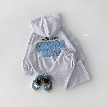 White cat hoodie set