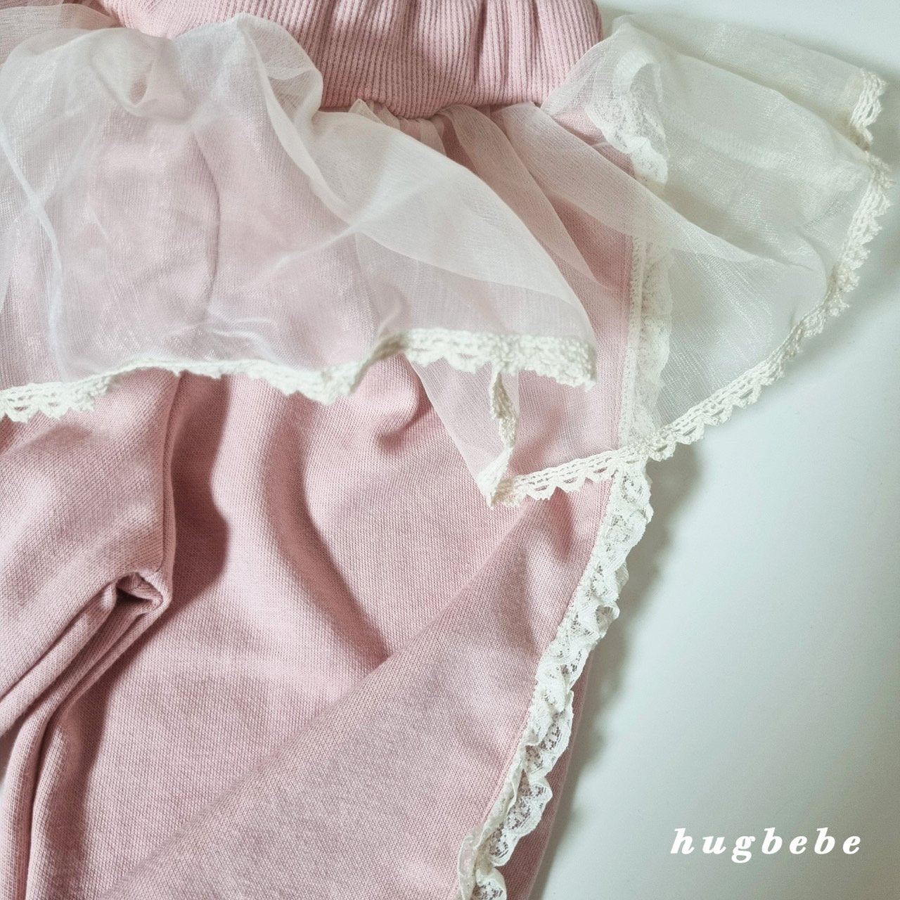 Lace frill ribbon pants
