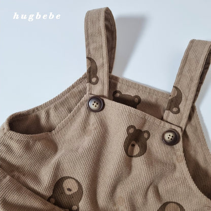Corduroy bear overalls