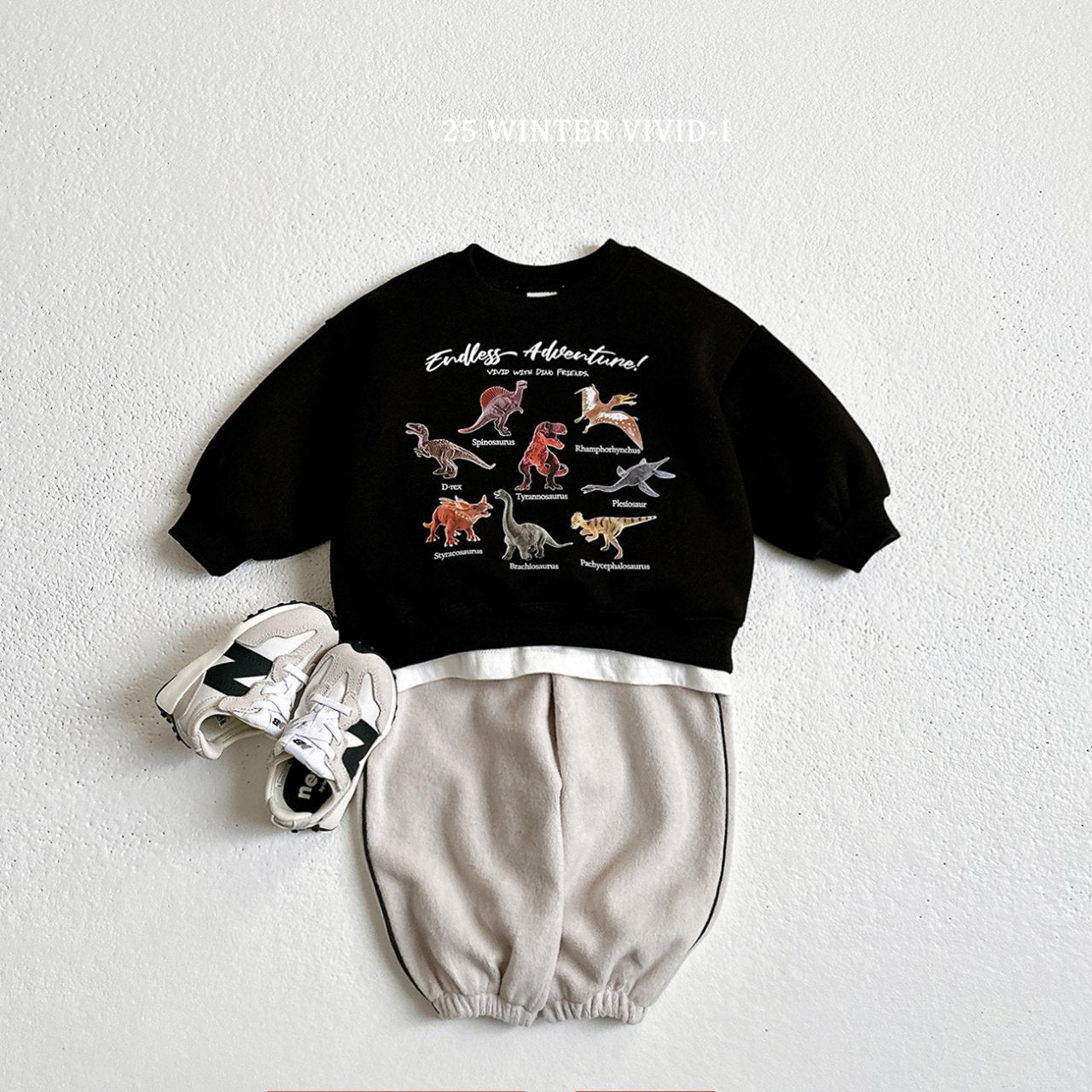 Fleece-lined mini dino sweatshirt