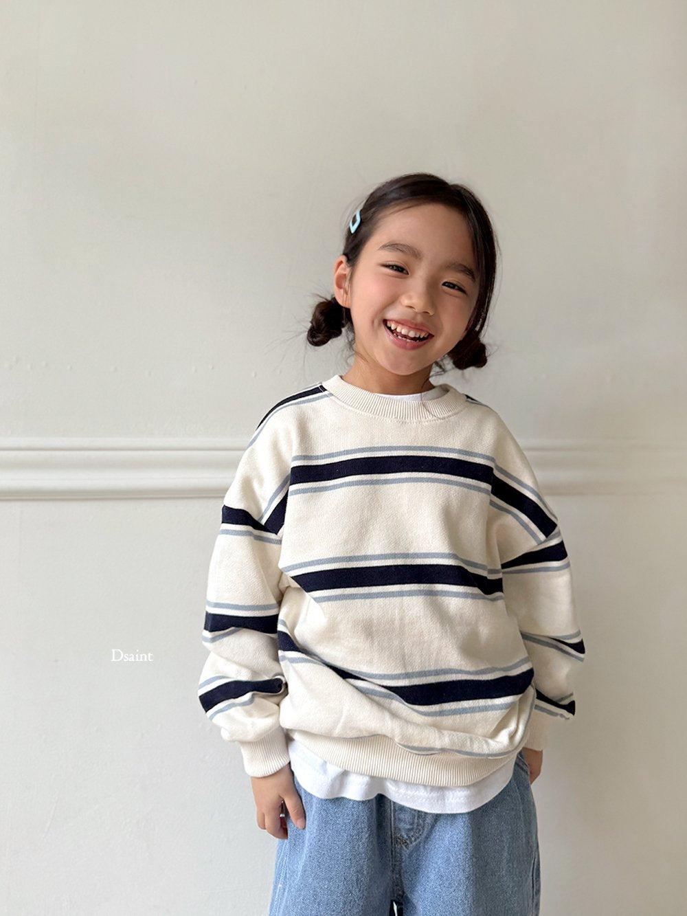 Ribbon striped sweatshirt