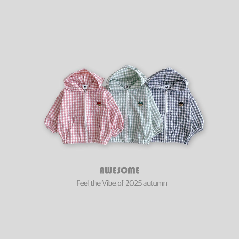 Checkered teddy bear windbreaker