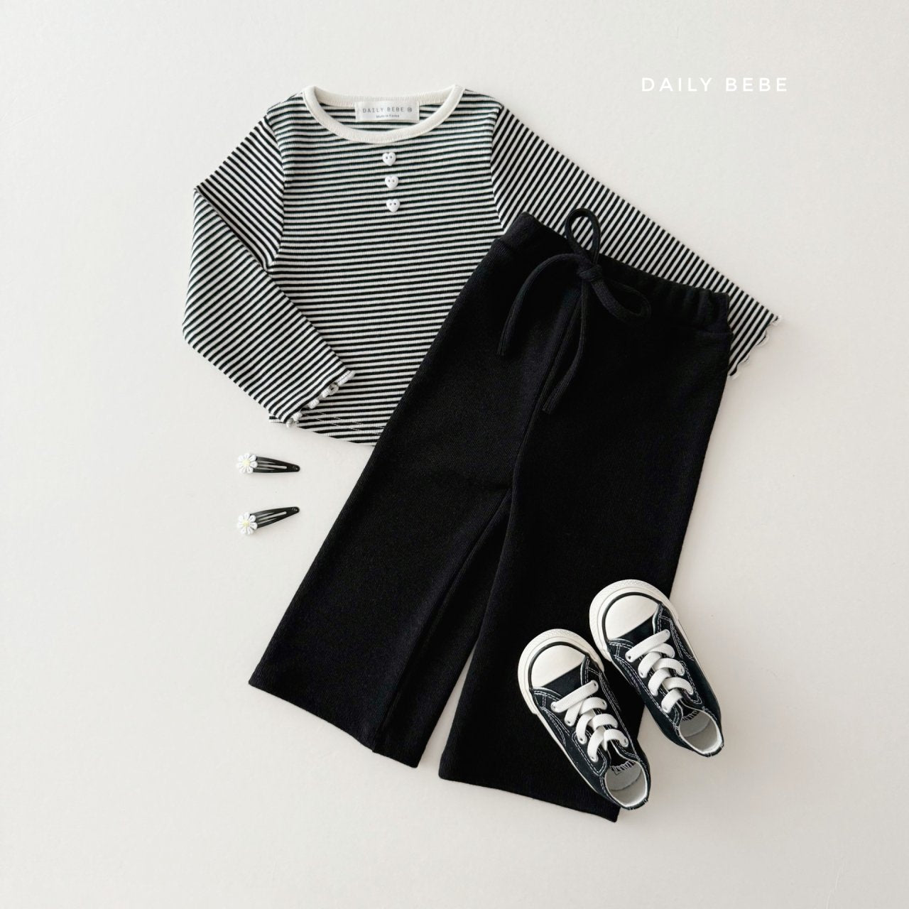 Striped button top