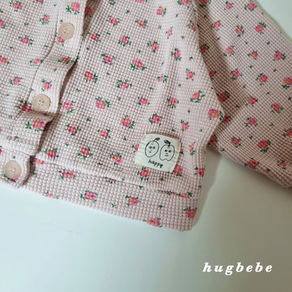 Flower waffle cardigan