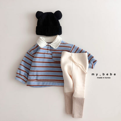 Striped collar fleece