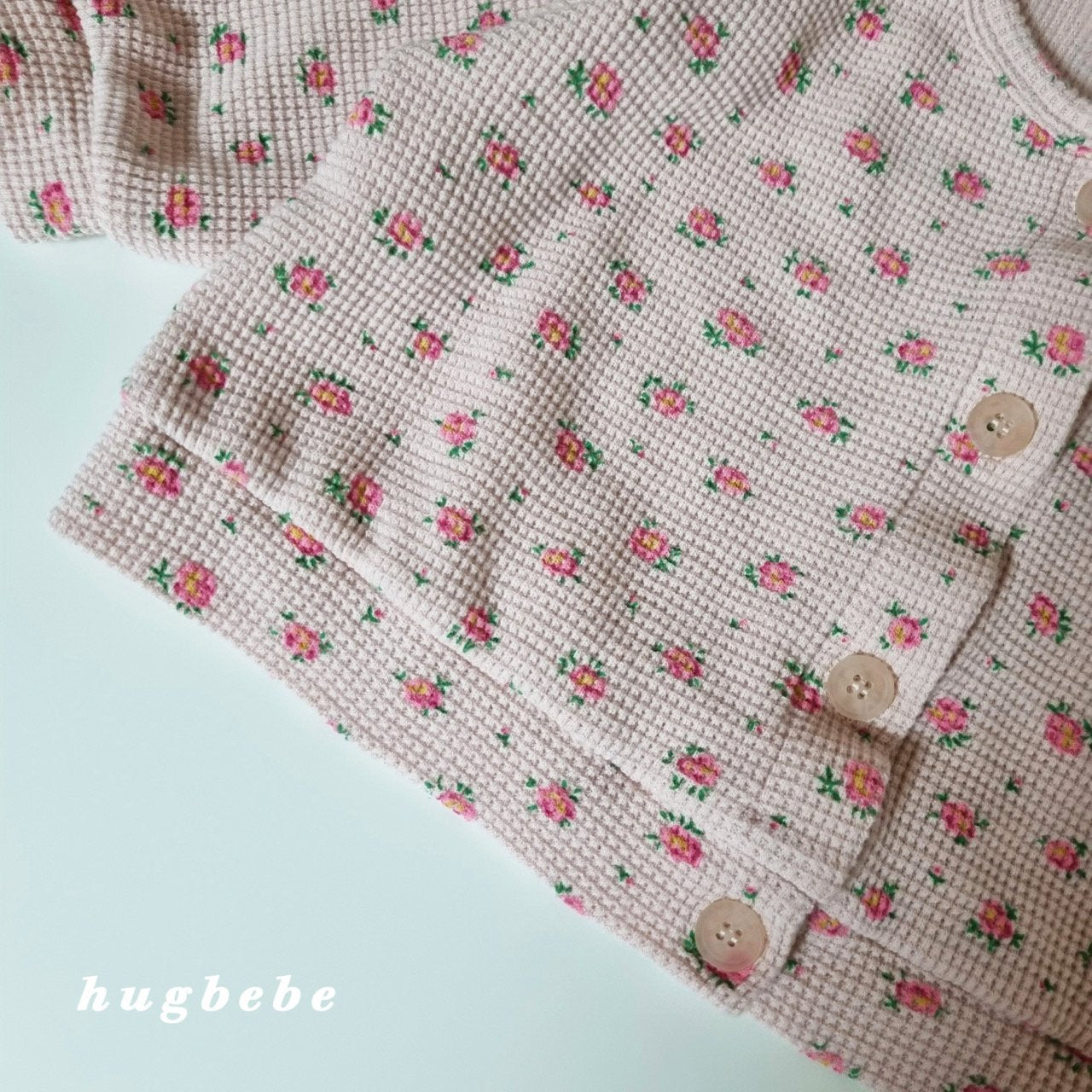 Flower waffle cardigan