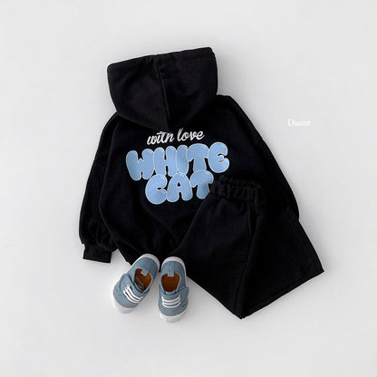 White cat hoodie set