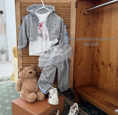 Floral ribbon hooded zipip
