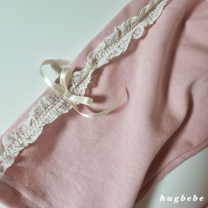 Lace frill ribbon pants