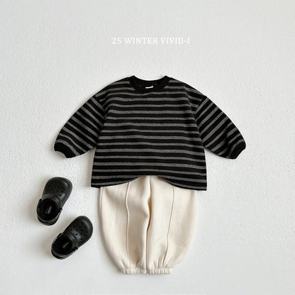 Fleece-lined multi-striped sweatshirt