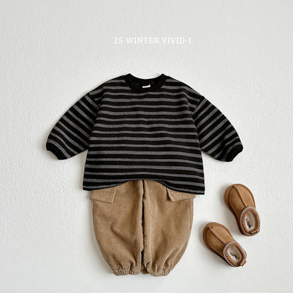 Fleece-lined multi-striped sweatshirt