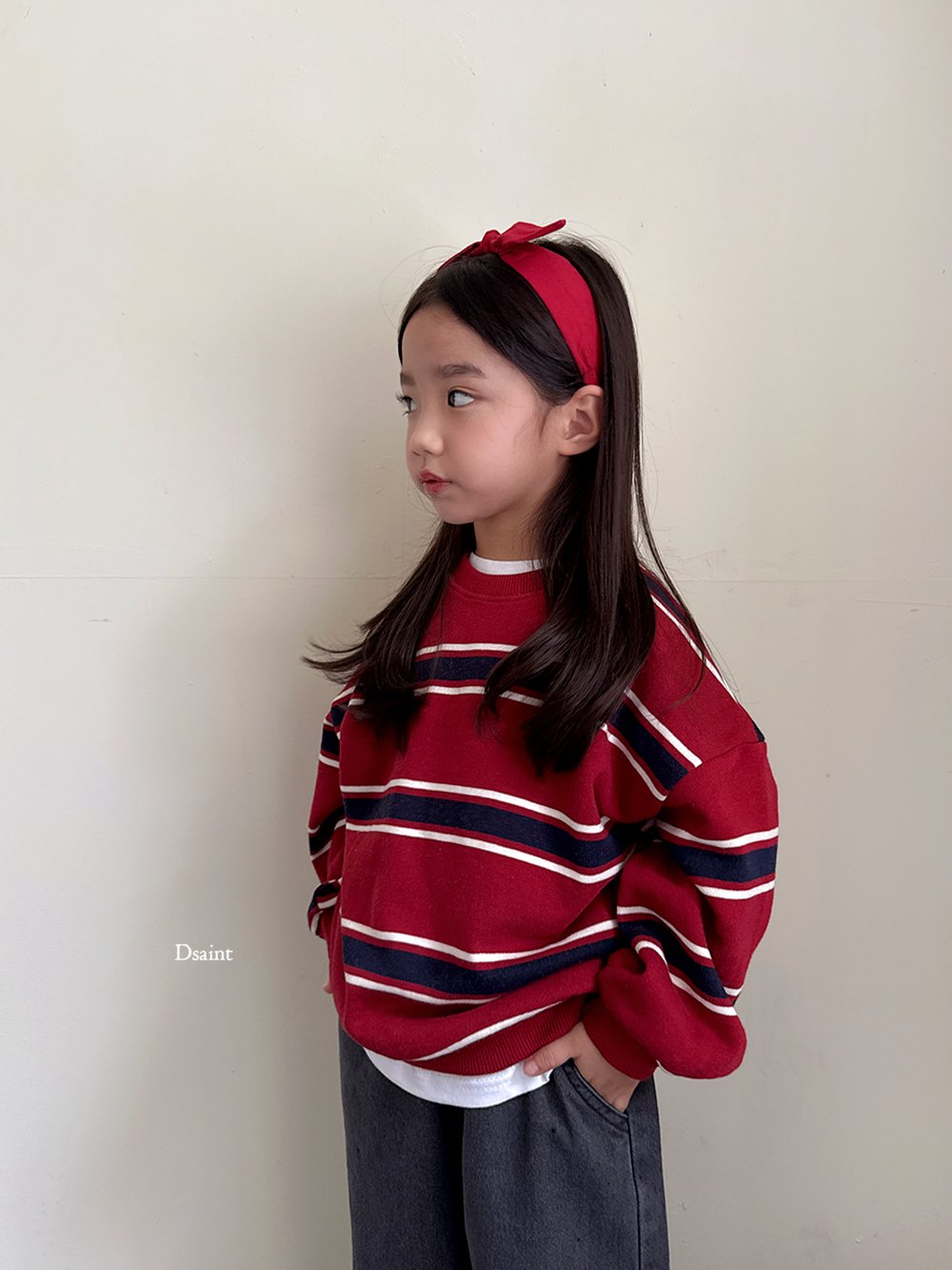 Ribbon striped sweatshirt