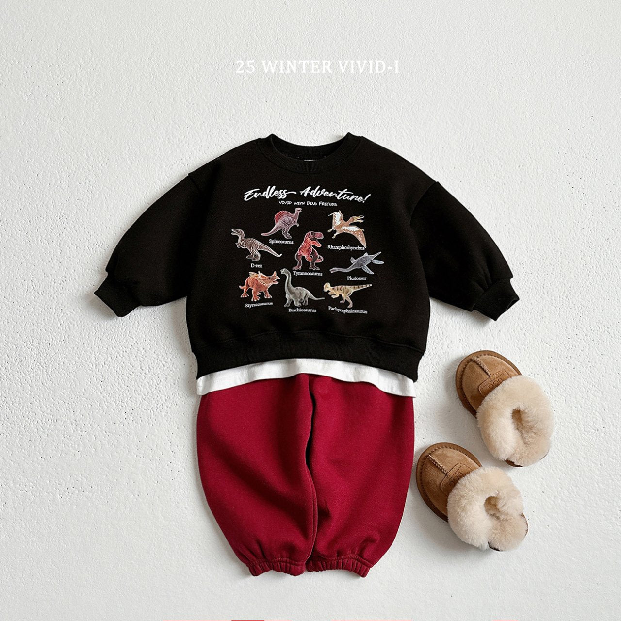 Fleece-lined mini dino sweatshirt