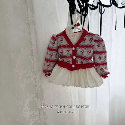 Striped rose cardigan