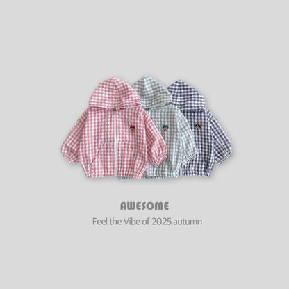 Checkered teddy bear windbreaker