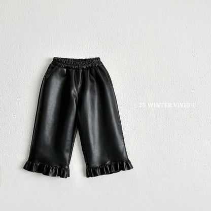Leather frill pants